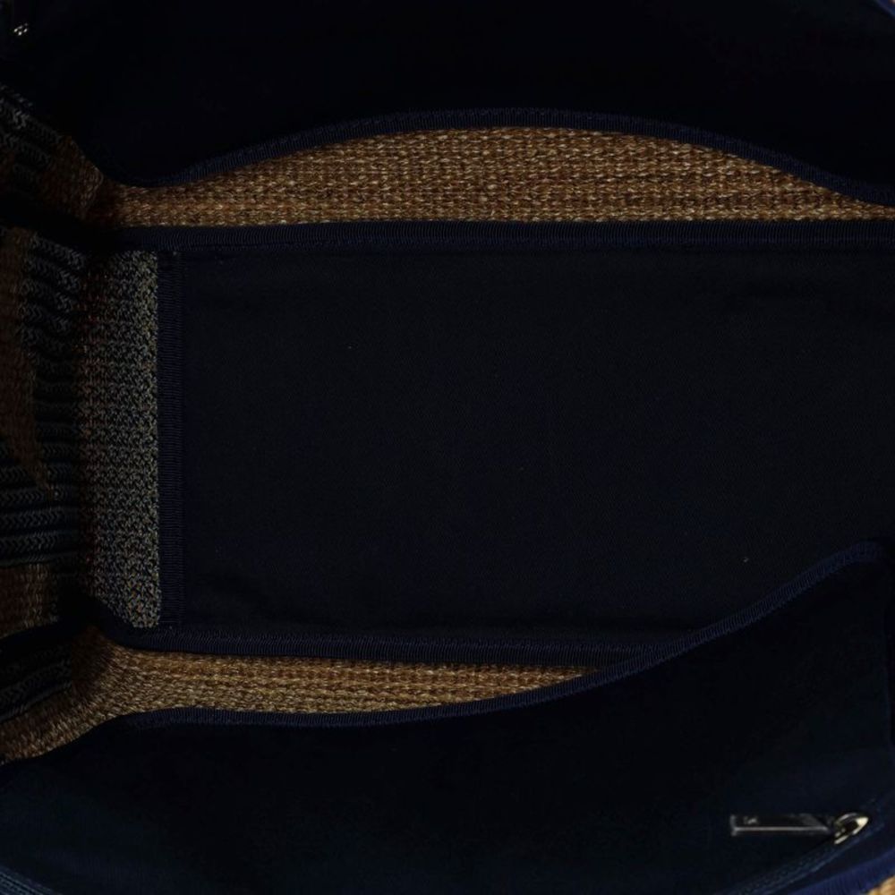Chanel Deauville Logo Shopping Tote Printed Raffia Large Blue, Neutral - Picture 6 of 7